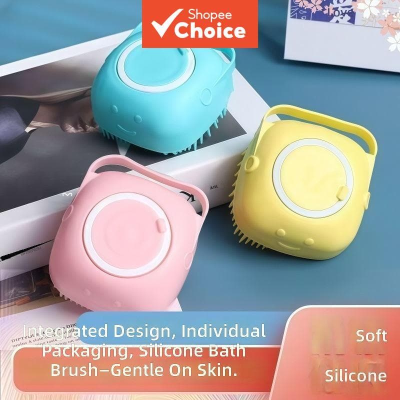 Esfoliante de Silicone para Banho de Pets com Reabastecimento de Shampoo, Escova Suave, Massageadora, para Animais de