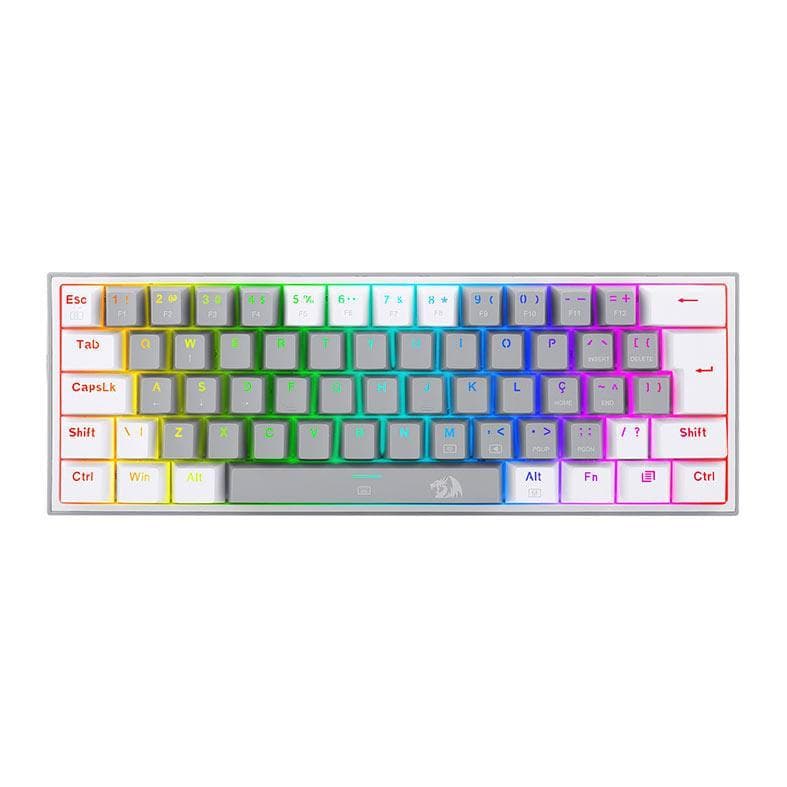 Teclado Mecanico Redragon Fizz, RGB, Switch Azul, Branco e Cinza, K617-RGB-GW-PT-BLUE