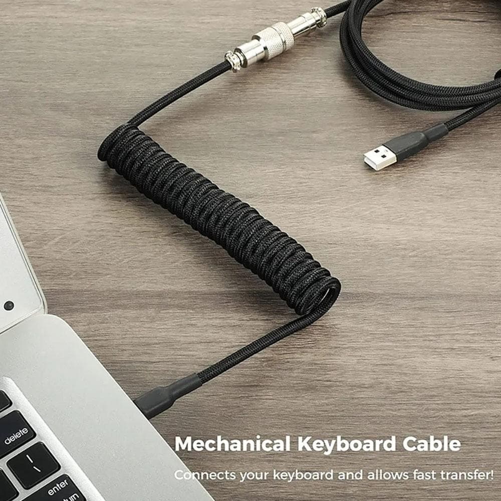 Cabo USB Tipo C Para Teclado Mecânico FIWICKA , Porta Um Enrolado Com Conector Removível