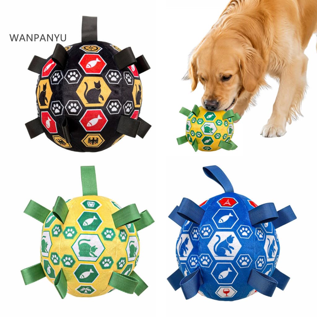 wanpanyu Brinquedos De Pelúcia Para Cachorros Pequenos E Grandes , Futebol Interativo Com Sino , Brinquedo Resistente Ao