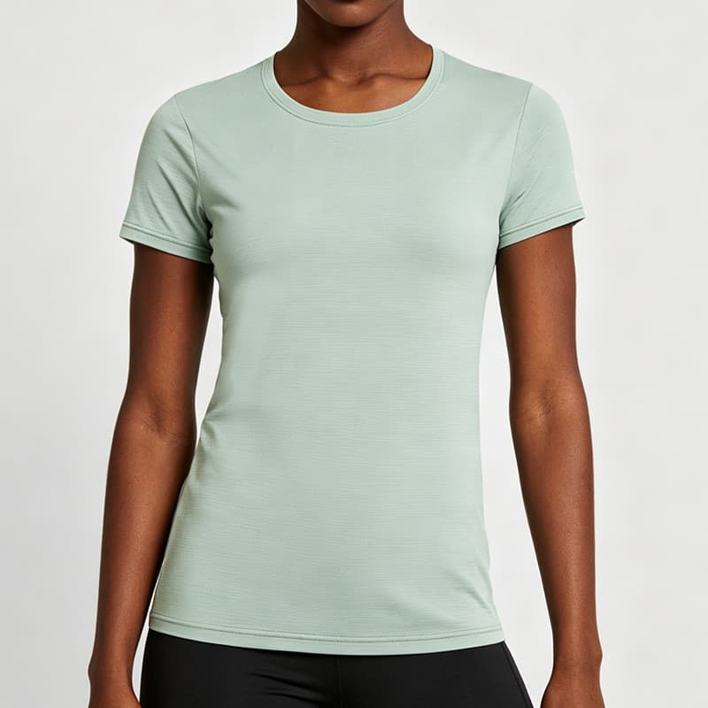 Top de gelo feminino verão mais magro olhar esportes de manga curta camiseta Yoga Fitness correndo roupas de secagem ráp