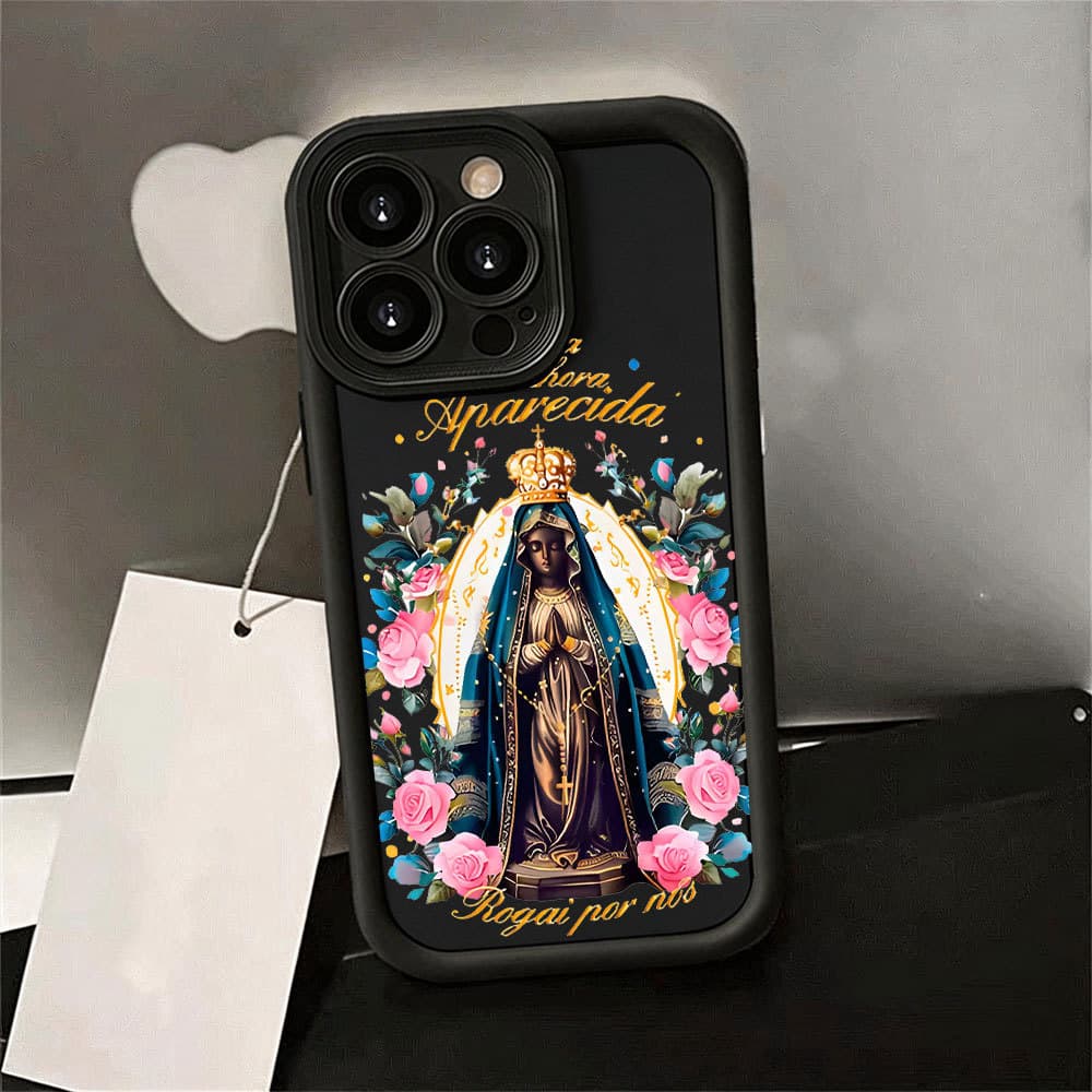 macio silicone Capinha para  SAMSUNG S20 s21s22 s23 s24 s25 Fe capa de celular da Virgem Maria Proteção de lentes