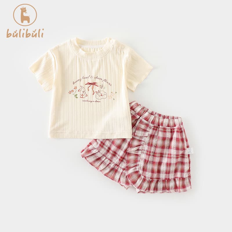 Meninas terno roupas de verão 2025 novo estilo moda menina bebê Shorts de manga curta verão roupas de bebê dividir terno