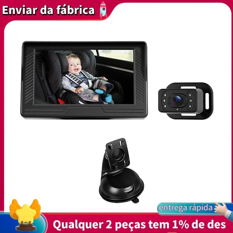 Carro Para Câmera De Bebê , Tela De Visão Noturna HD De 4.3 " Com Ampla E Giratória Do Banco Traseiro