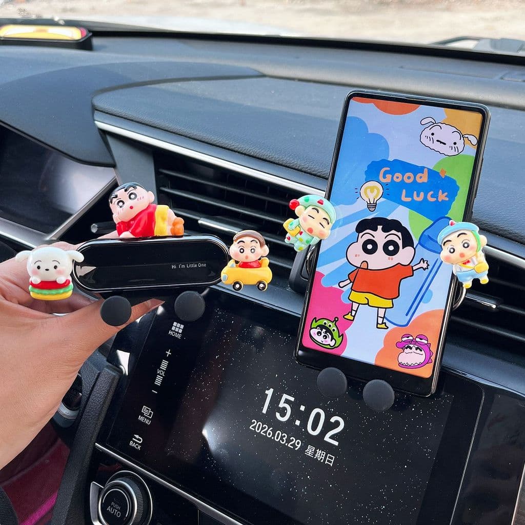 Novo bonito Crayon Shin-Chan suporte do telefone do carro saída de ar navegação suporte quadro decoração Interior2026090
