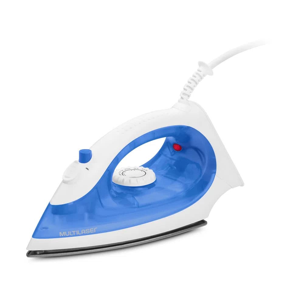 Ferro de Passar Seco e a Vapor Multilaser  Azul - Base Antiaderente - HO038 - 220V
