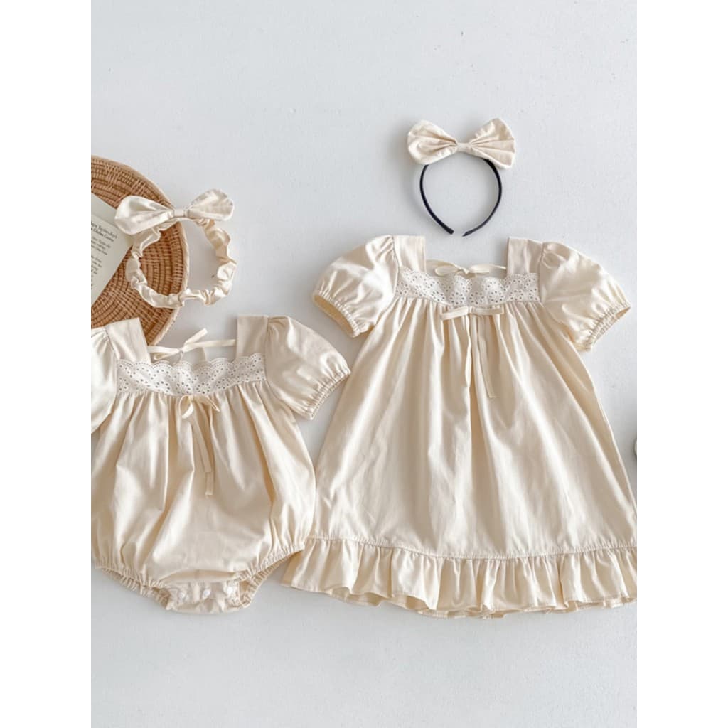 2025 bebê roupas de algodão puro verão novo estilo meninas manga curta doce vestido bebê menina roupas de bebê irmãs rou