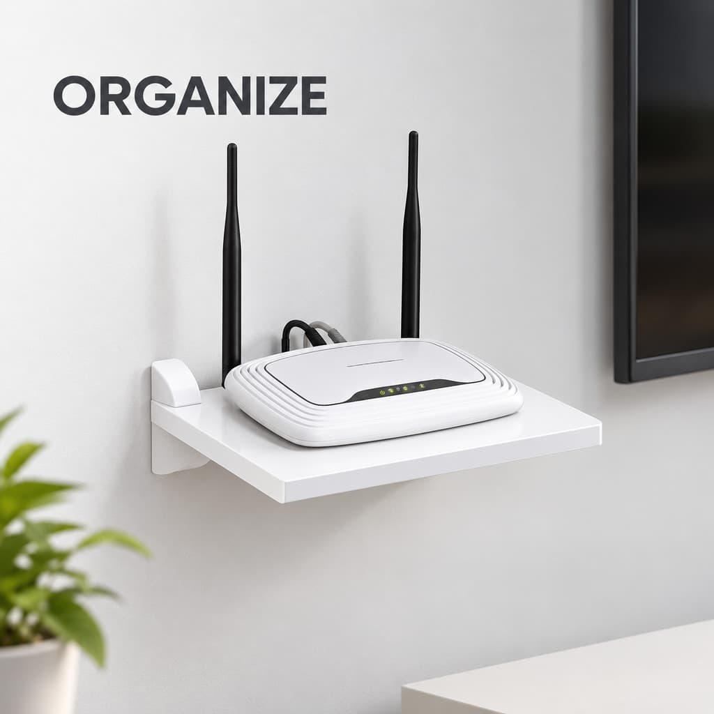 Prateleira Porta Modem Roteador Parede Suporte Mdp Utilita Prat-K 20x24cm Suporta Ate 5kg Cor Branca Ou Preta Original