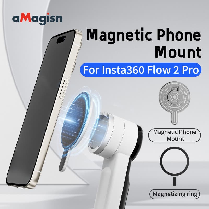 For AMagisn Magnetic Phone Mount Handheld Gimbal for Insta360 Flow 2 Pro Adapter Base for Smartphone IPhone Xiaomi Samsu
