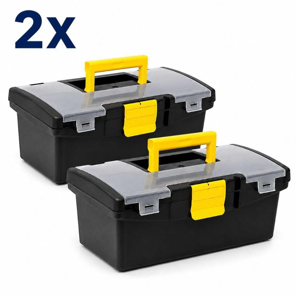ORGANIZADOR  KIT 2 CAIXA FERRAMENTAS COM SUPERIOR BANDEJA REMOVIVEL MALETA PROFISSIONAL PESCA ORGANIZADORA MULTIUSO COM 