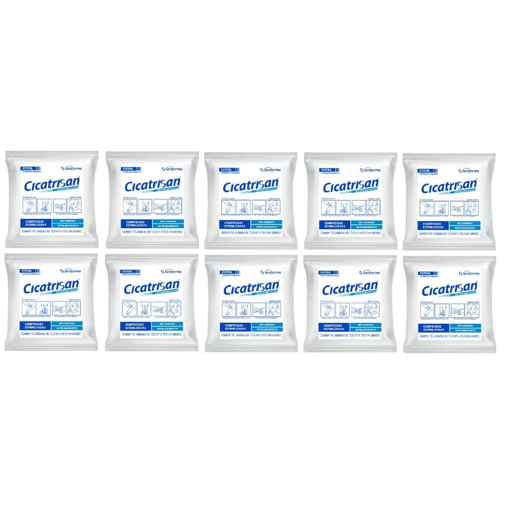 Kit 10 Compressas Esterilizadas Sanfarma Cicatrisan