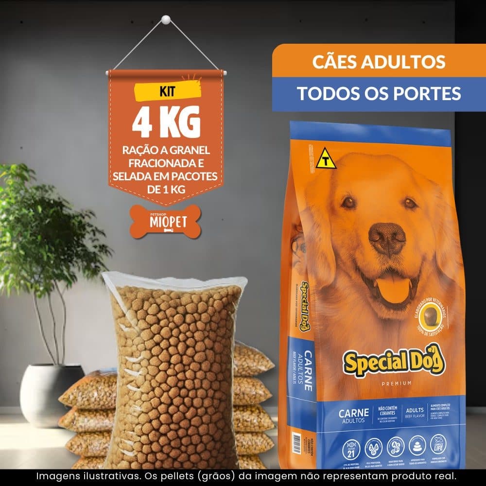 Ração Para Cachorro Special Dog Cães Adultos a Granel  – Sabor Carne | 21% de Proteína | Embalagem Selada por Quilo