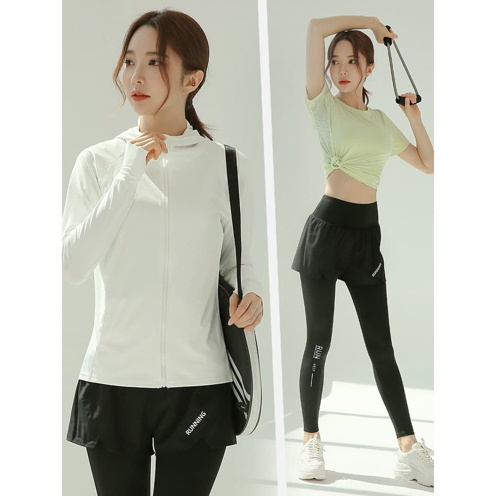 High-End respirável roupas de Fitness feminino roupas de secagem rápida profissional manhã correndo terno falso calças d
