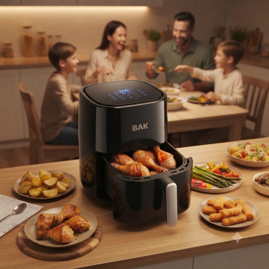 Air Fryer Digital BAK Grand Family 5,5L 220V 1500W Painel Touch Sem Óleo Para Toda Família