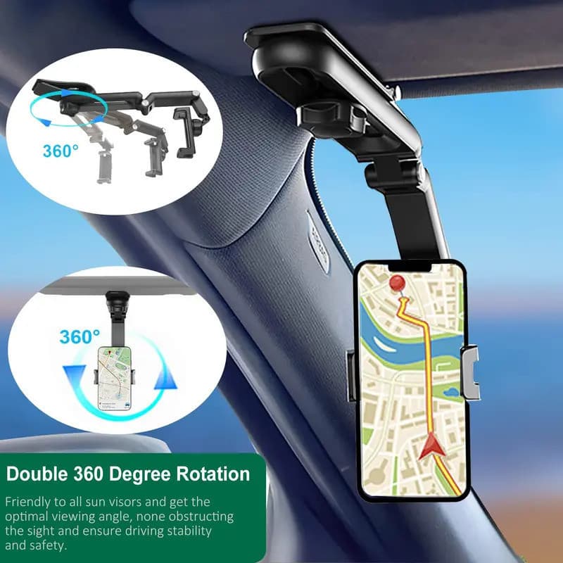 Suporte Universal para Celular com Visor Solar para Carro, 1080 °   Suporte de Telefone para Carro com Visor Solar Rotac