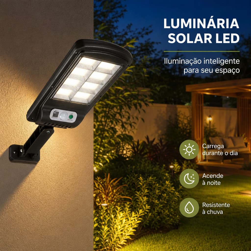 1/2/3 Pcs  Luminária Solar Poste Rua Refletor Sensor Movimento Com controle 8 Led