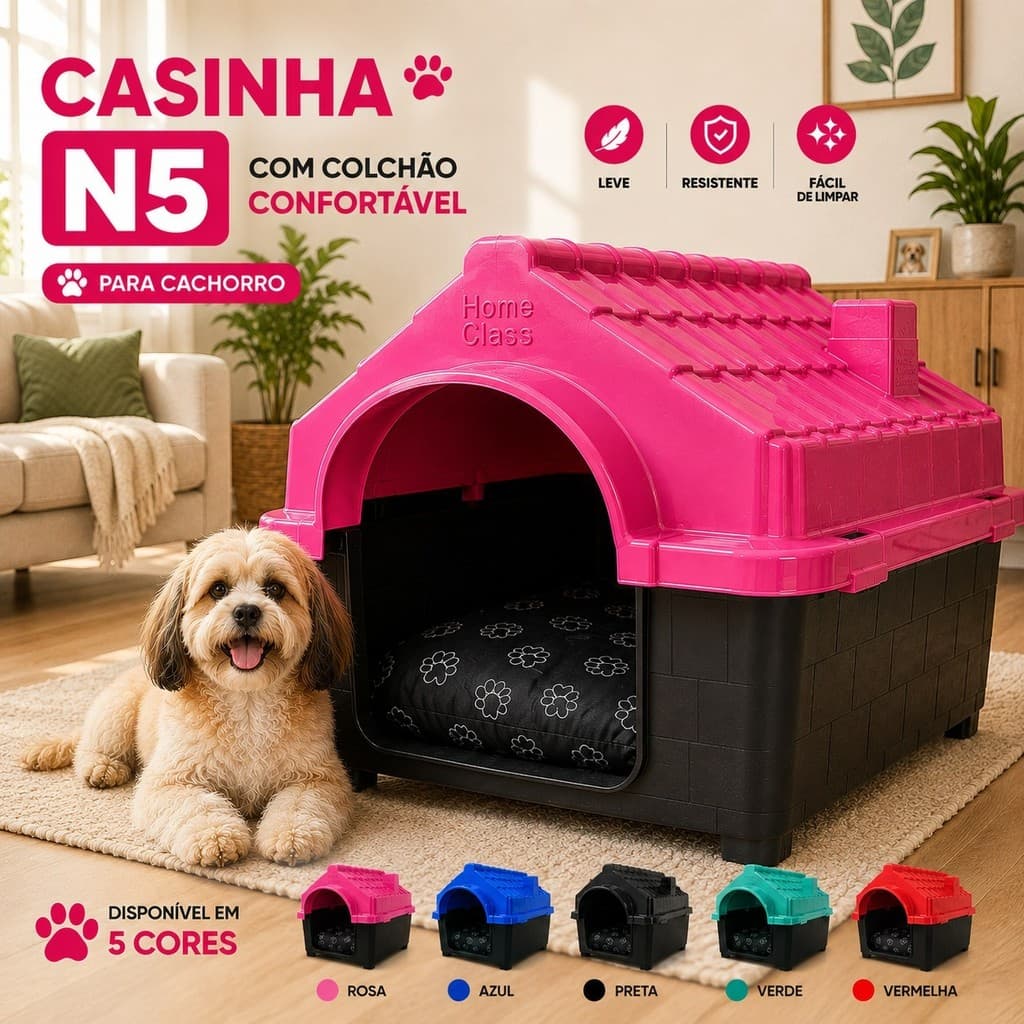 Casa Casinha Para Cachorro N5 Com Colchão Confortável Casinha Para Cães e Gatos