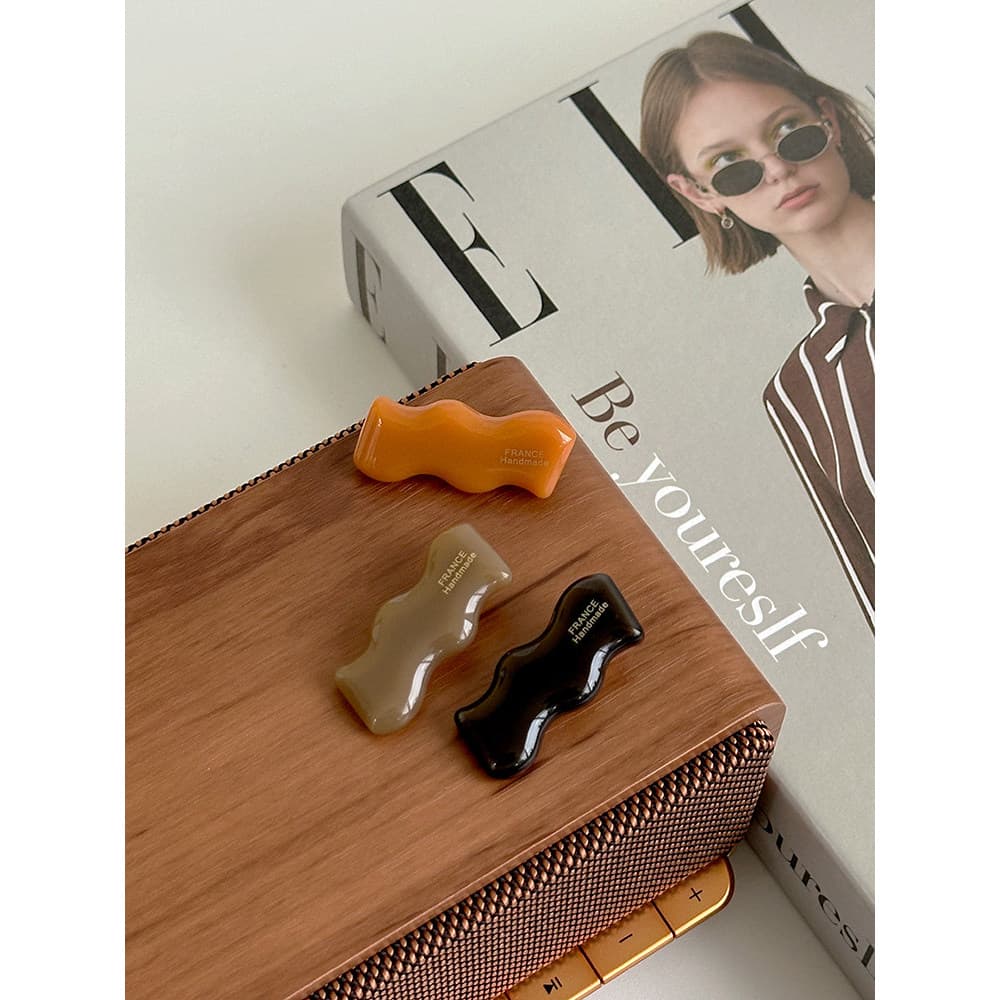 Coreia do sul importado outono inverno leite chá Chocolate marrom Retro laranja onda pequeno grampo de cabelo Duckbill c