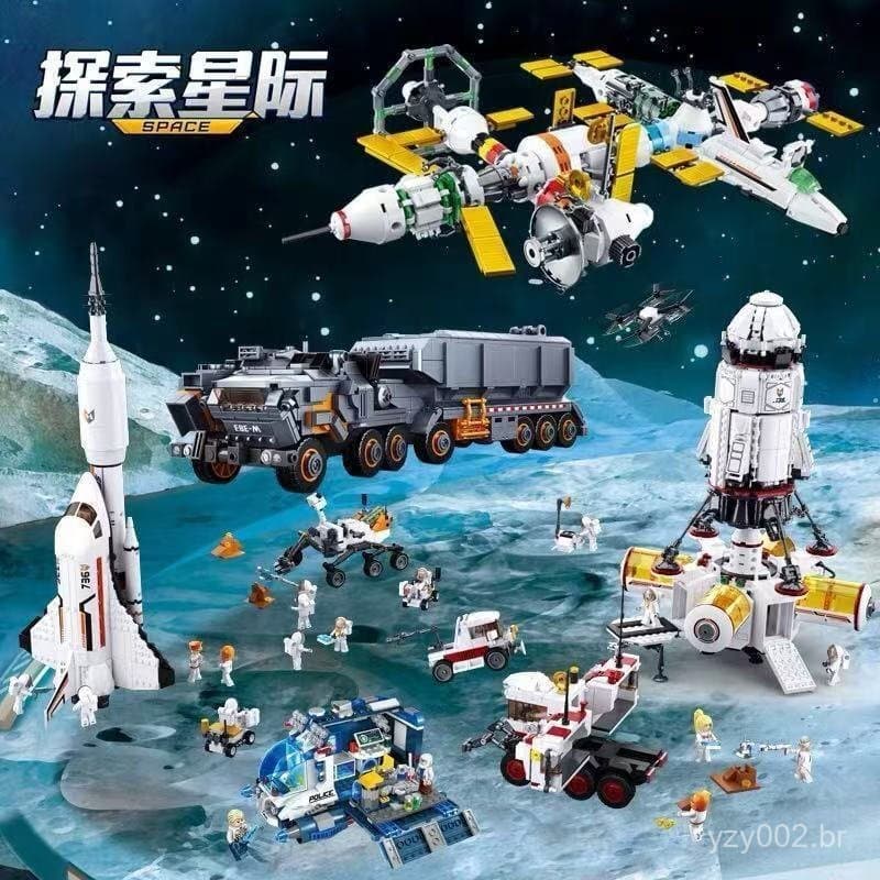 300 Peças de Blocos de Montar Lego, Série Aviação, Nave Espacial, Foguete, Estação Espacial, Brinquedo de Montar para Me