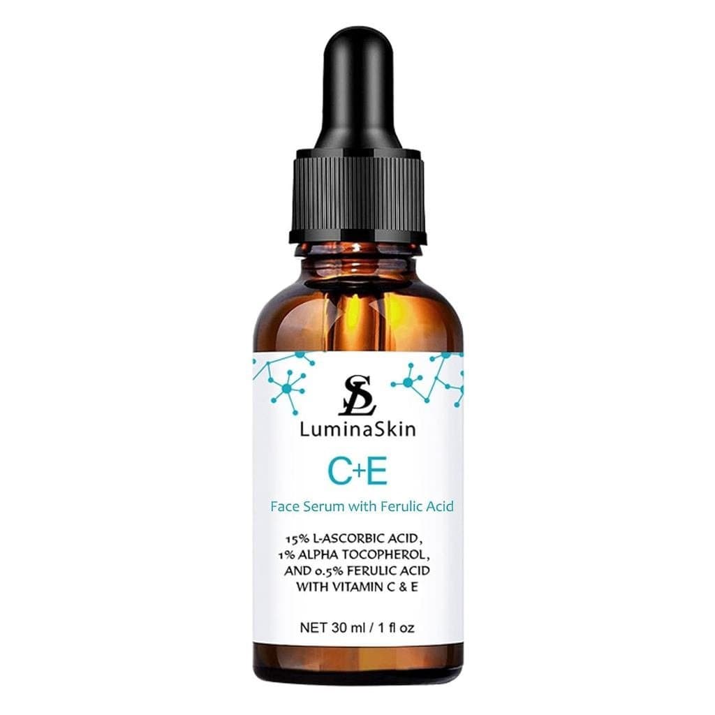 Sérum Facial de Vitamina C com Ácido Ferúlico para Mulheres - Sérum de Vitamina E e Ferúlico - Cuidado Facial - Corretor