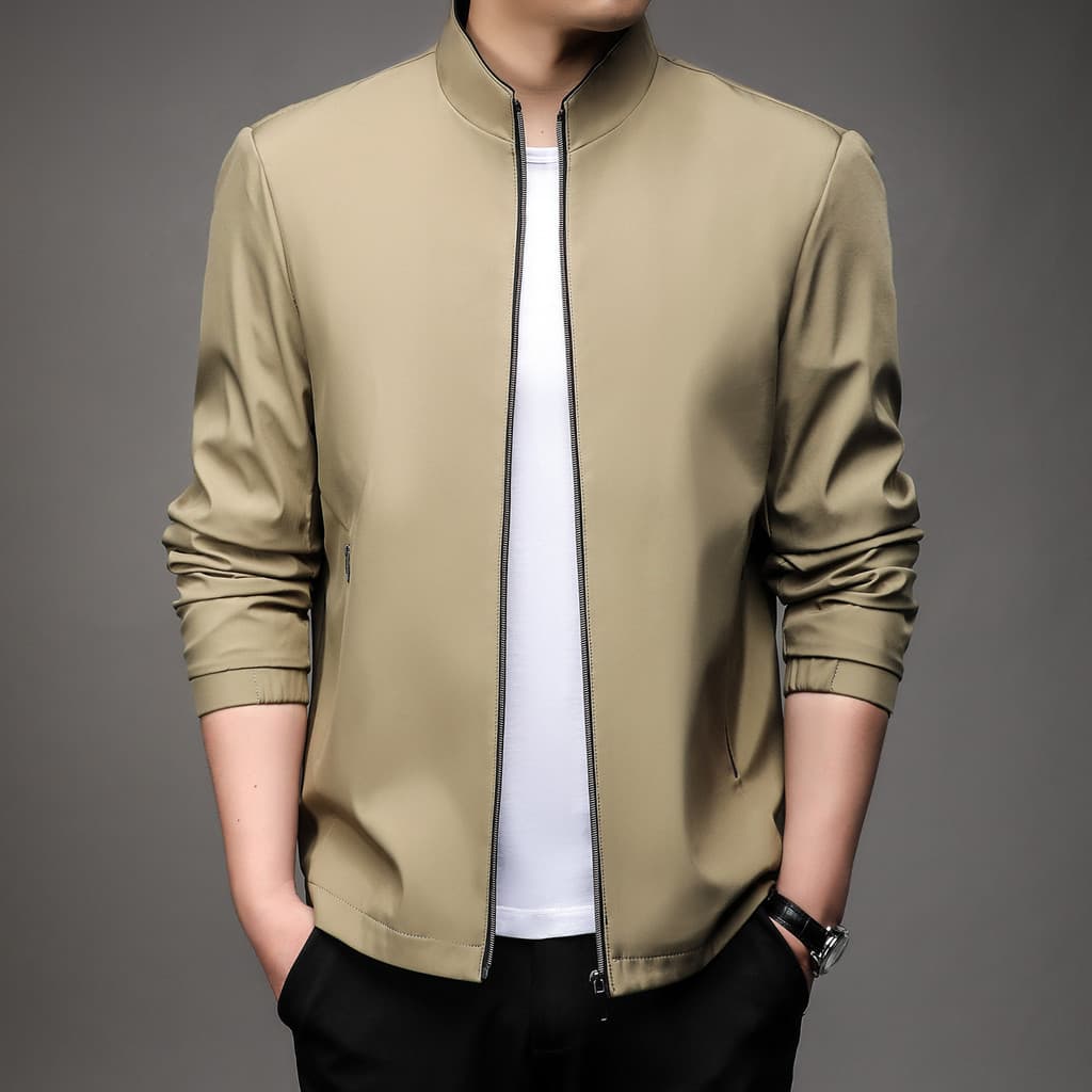 Jaqueta masculina de gola alta para pais de meia-idade, jaqueta casual soltinha, jaqueta masculina muito vendida. JWYM