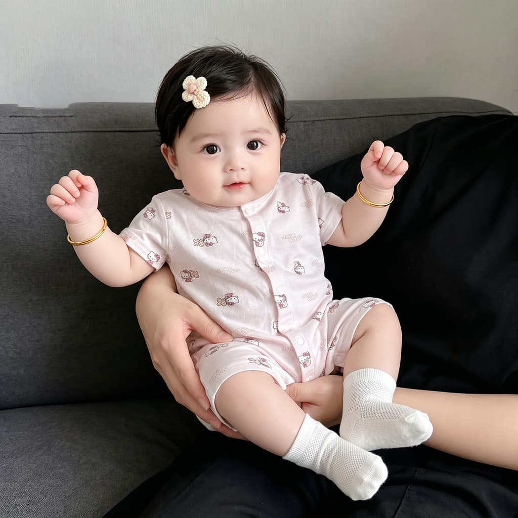 Pequena lua idade bebê menina roupas de verão doce bonito macacão de manga curta moda bebê verão roupas finas Outing mac
