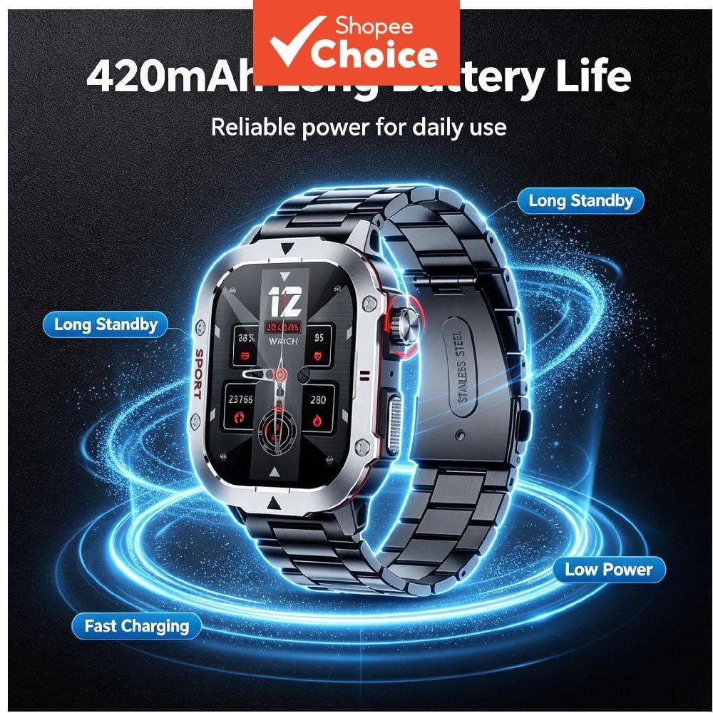 TechLife Smartwatch C30 Pro com grande bateria, NFC, acesso e monitor de frequência cardíaca, relógio esportivo original
