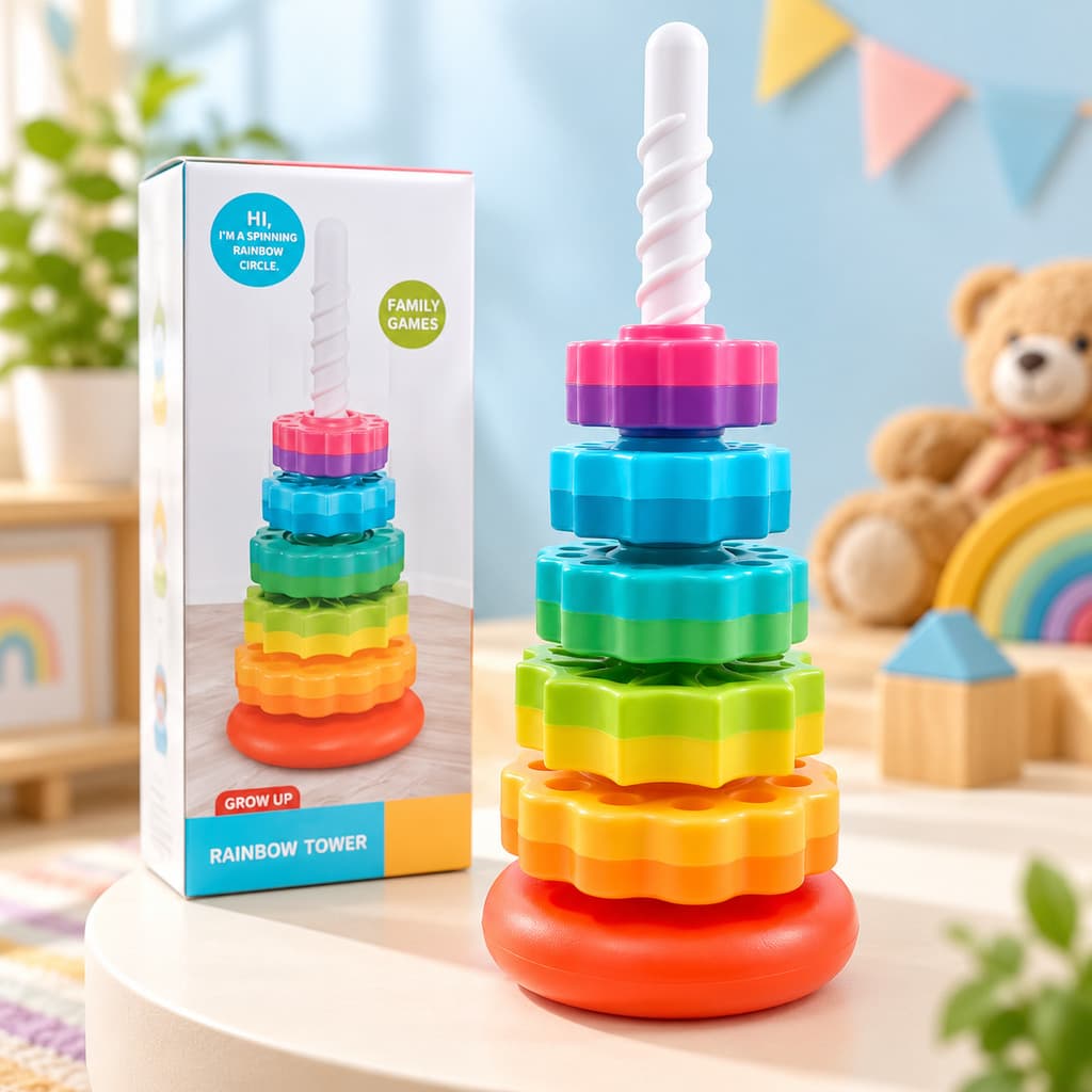 Brinquedo torre giratória Montessori, brinquedo educativo, classificação de formas, reconhecimento de cores, jogo de emp