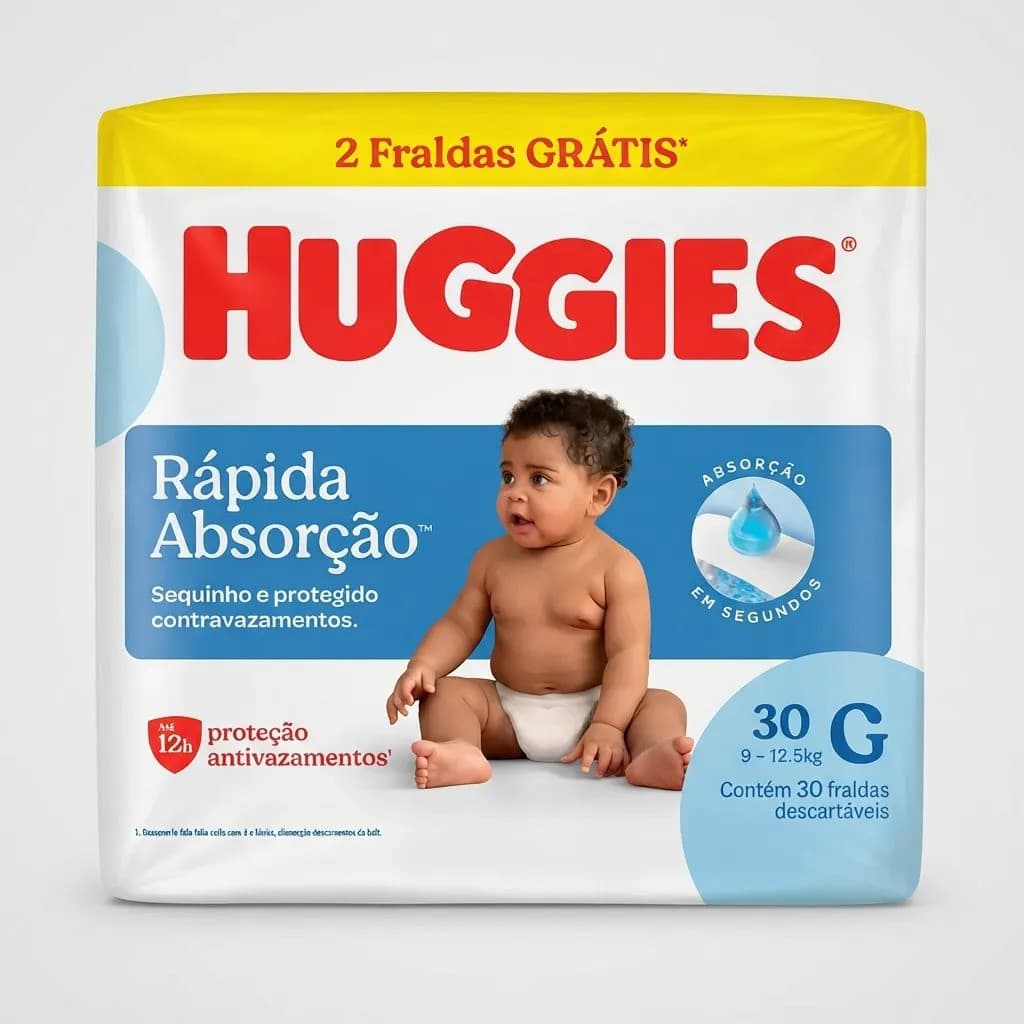 Fralda Huggies G Descatável Supreme Rápida Absorção Proteção