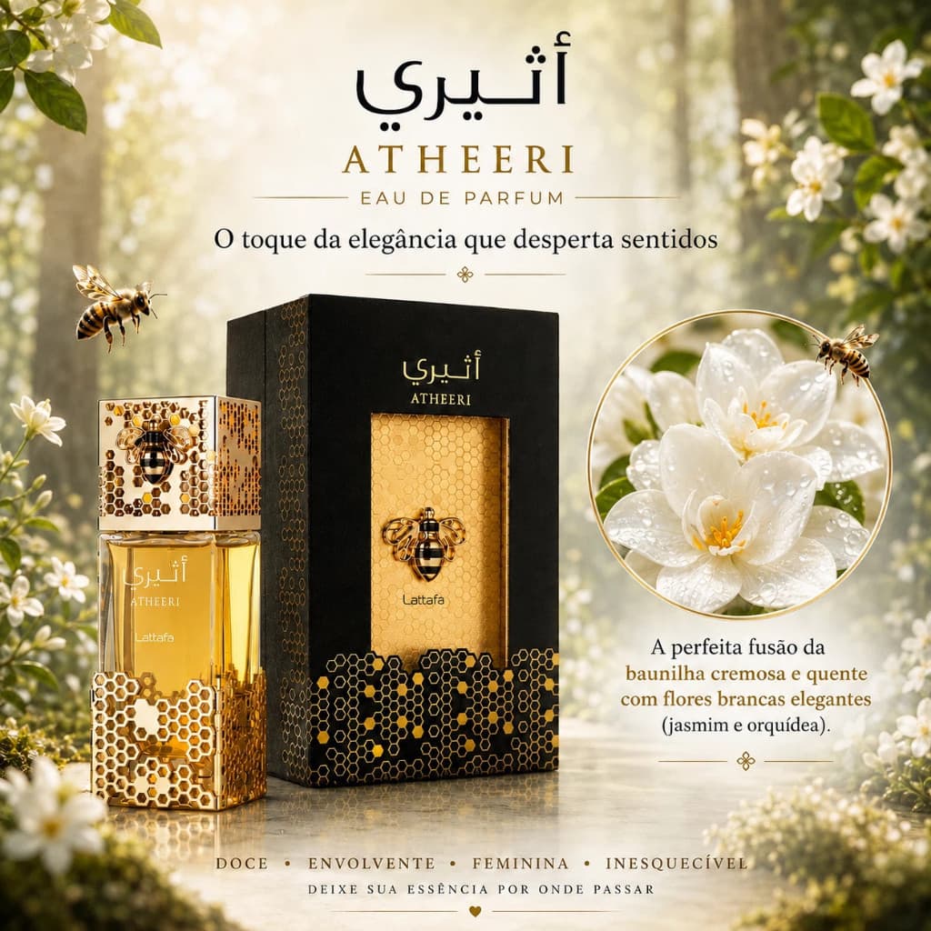 ATHEERI EDP 100ml Perfume Feminino e Masculino Fragrância Árabe Alta Fixação Perfume Importado