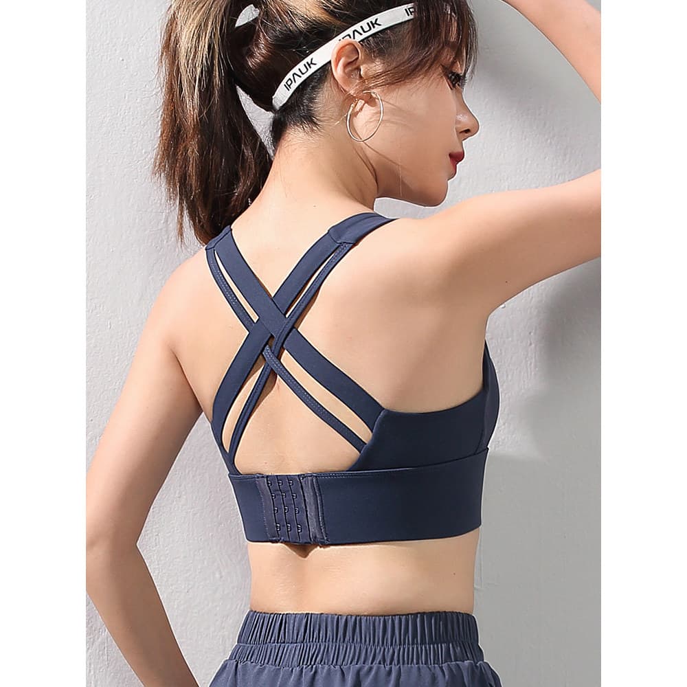 Roupa interior esportiva de alta intensidade feminina à prova de choque reunião correndo sutiã de Fitness verão fino abs