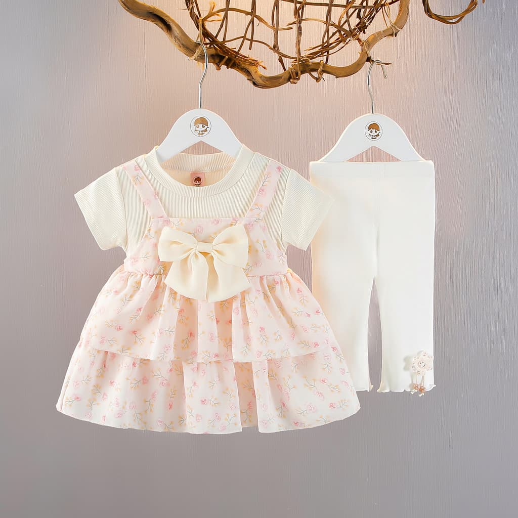 Estilo ocidental bebê menina terno roupas de verão 2025 novo estilo roupas de bebê meninas roupas de verão princesa saia