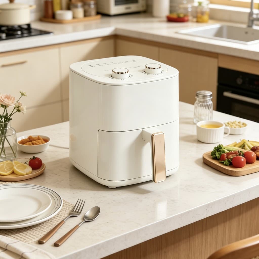 Xianke Fritadeira doméstica automática sem óleo e baixa gordura 6L Cozinha de grande capacidade Fritadeira multifunciona