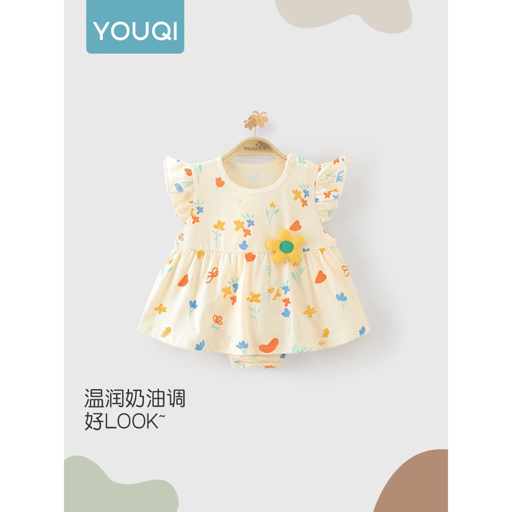 Youqi roupas de bebê roupas de verão bebê recém-nascido macacão saia bebê menina macacão mês inteiro cem dias macacão ma