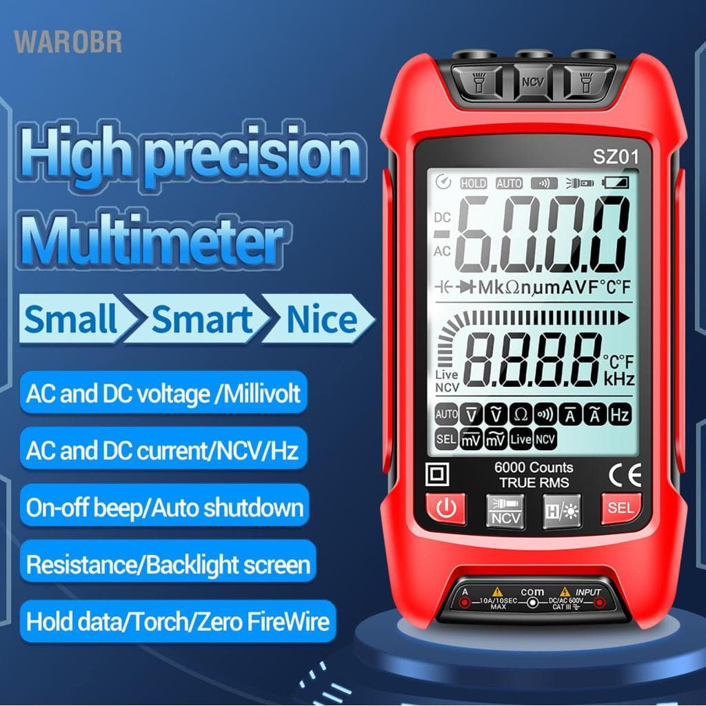Warobr Multímetros SIUKE SZ01 Multímetro Digital Inteligente 6000 Contagens Auto Range True RMS NCV Medidor Universal