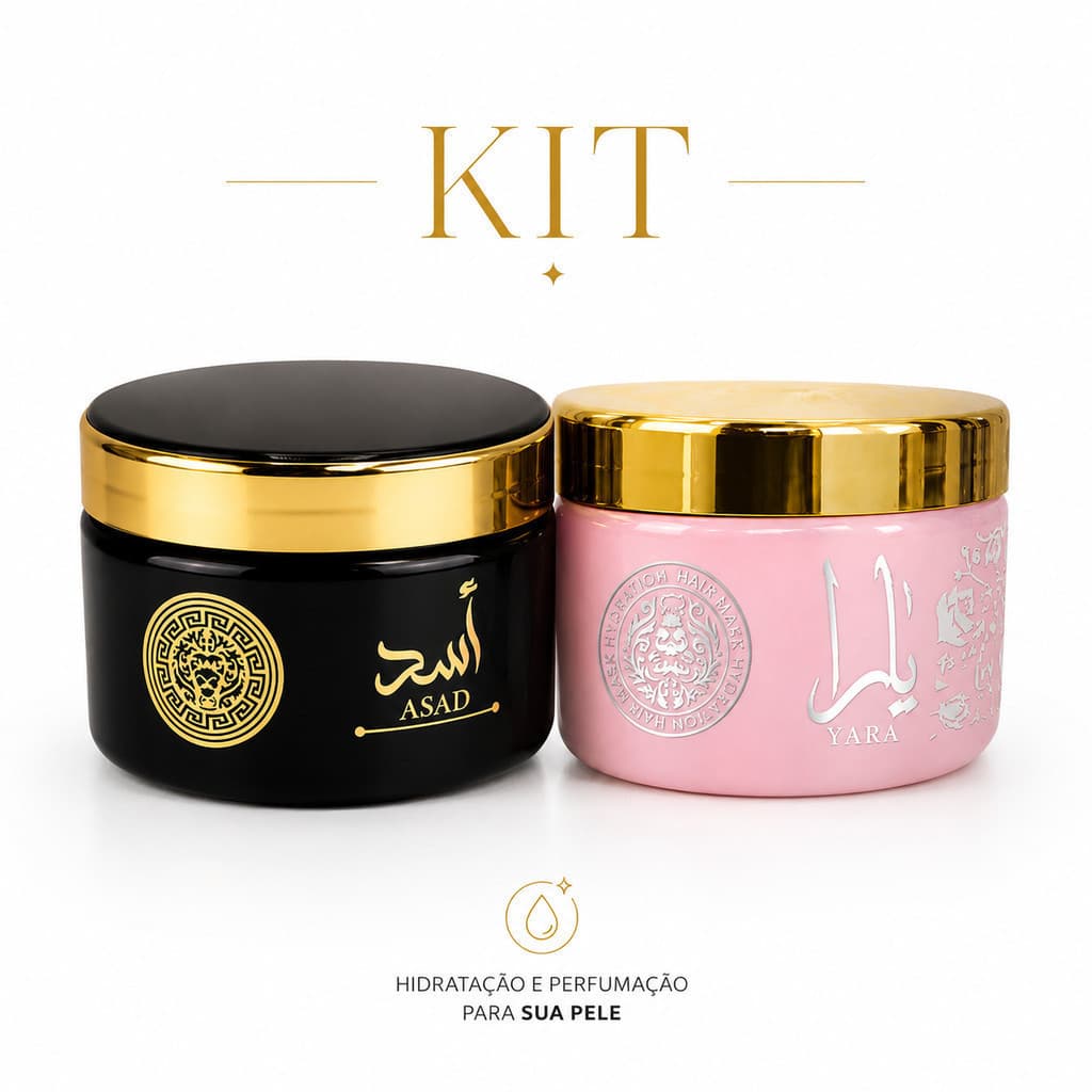 2 Hidratante Corporal Asad + Yara Lattafa Creme 236g cada - pele macia, hidratada e perfumada por muito mais tempo.