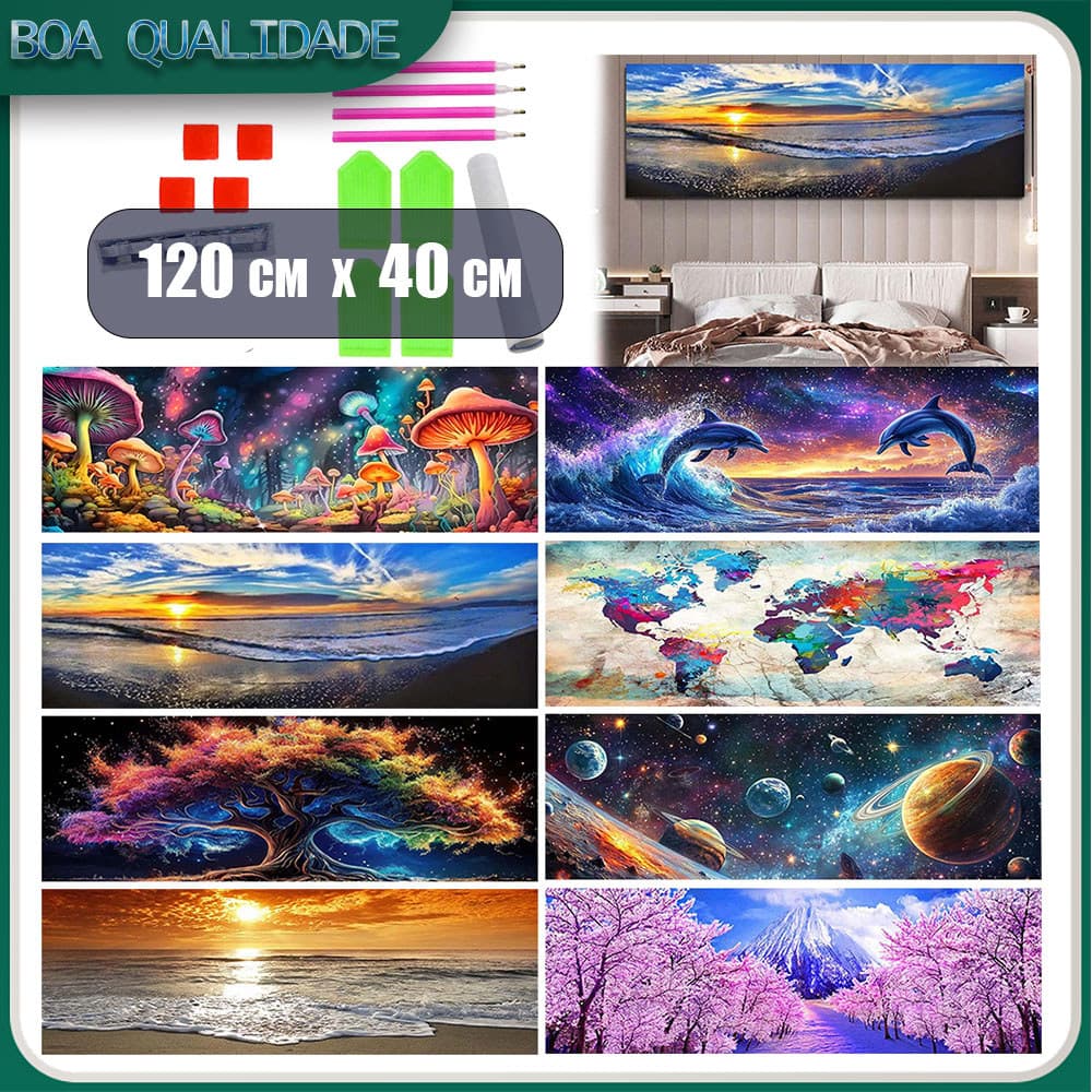 120x40cm Pintura Diamante 5D Kit Completo Pintura Redondo Diamante 5D Pintura Numerada Diamond Art Decoração Para Casa