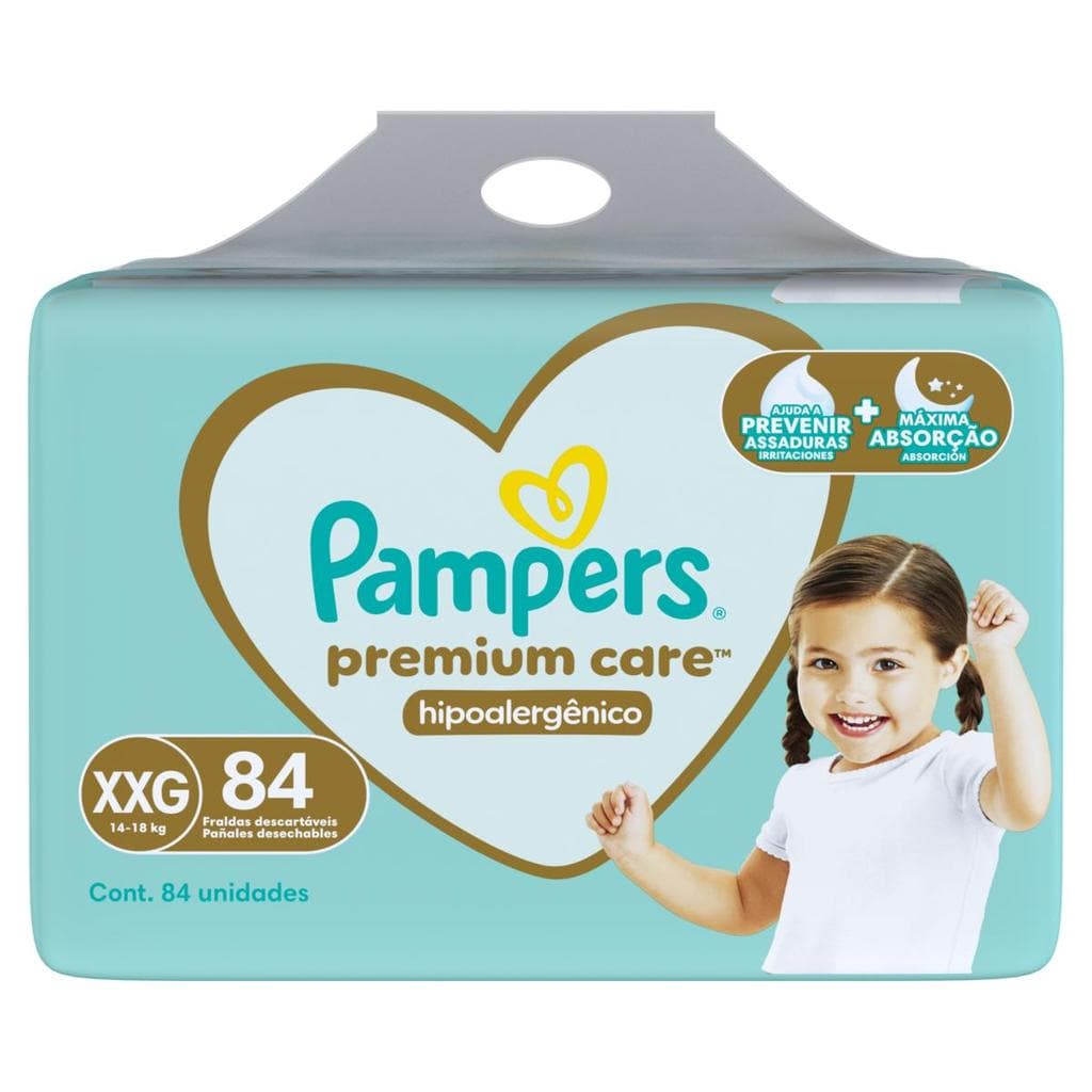 Fralda Descartável Infantil Pampers Premium Care XXG Pacote 84 Unidades