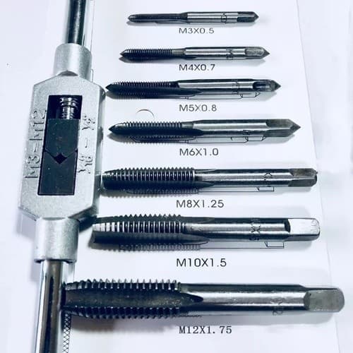 Jogo de Macho e Vira-Macho 8 Peças M3 a M12 - Kit Completo p/ Abrir Roscas Resistente