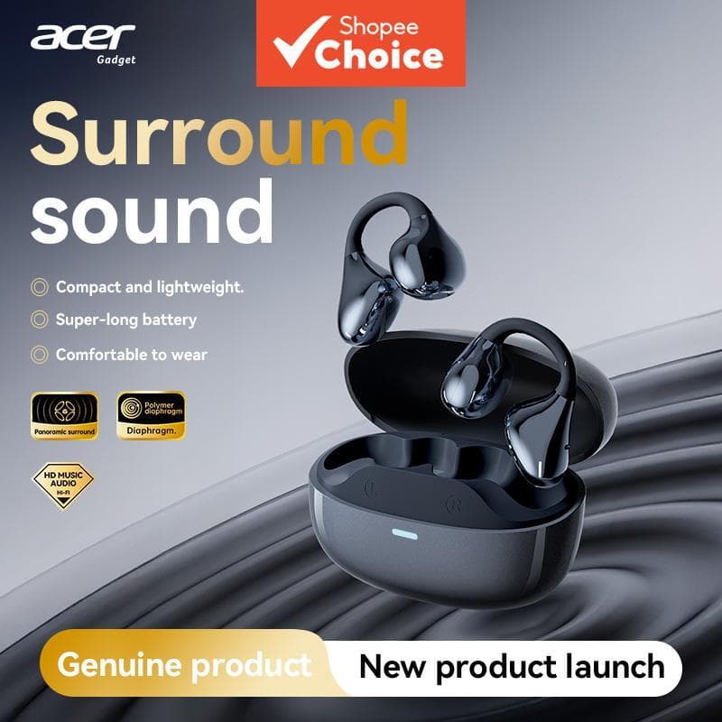 Fones de ouvido Acer OHR629 tipo C, fone com microfone, fones de ouvido Bluetooth sem fio, carregamento rápido em 1