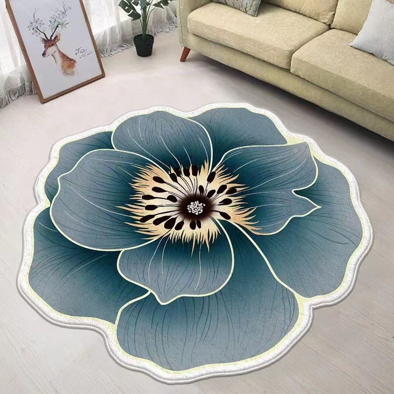 Tapete de flor em formato especial Bauhinia azul lótus tapete de banheiro absorvente antiderrapante sala de estar quarto