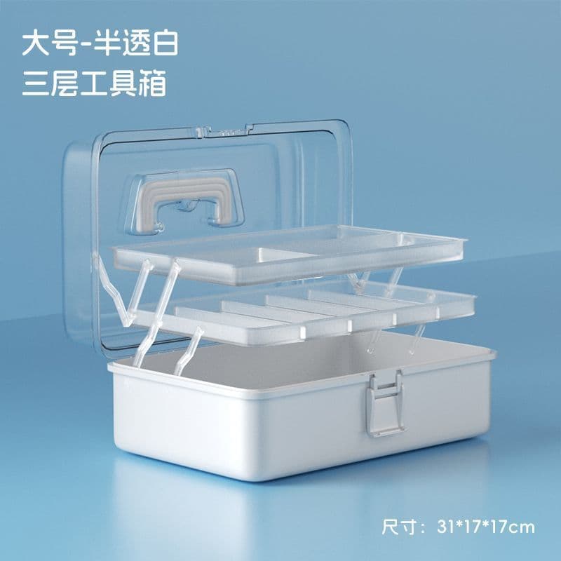Caixa de armazenamento de cosméticos de plástico transparente para mesa, caixa de ferramentas para nail art, caixa de ar