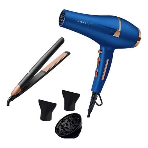 Kit Secador Cabelo Profissional com Difusor e 2 bicos + Chapinha Titânio com ajuste de temperatura 220v