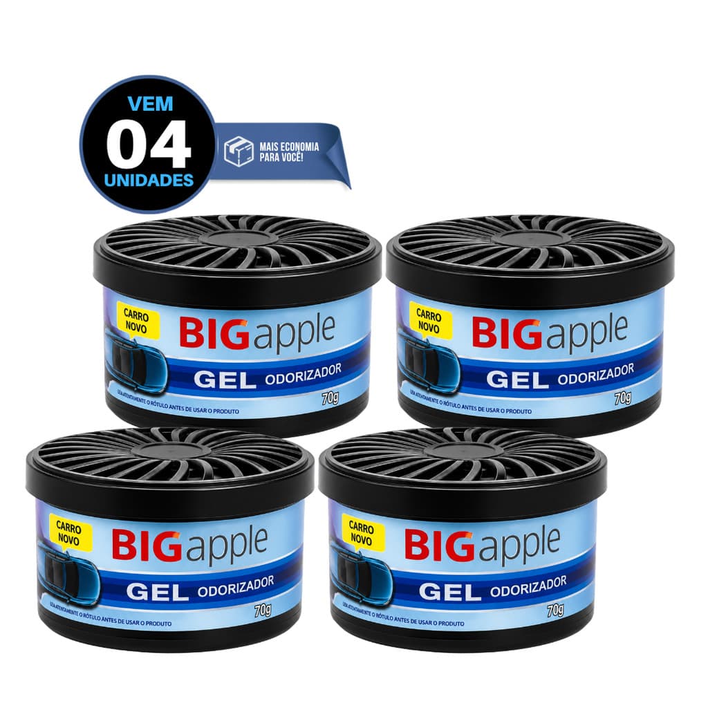 Kit 4 Cheirinho Carro Odorizante Em Gel Carro Novo 60g Automotivo Fragrância Premium Veículo Novo Big Apple Gel