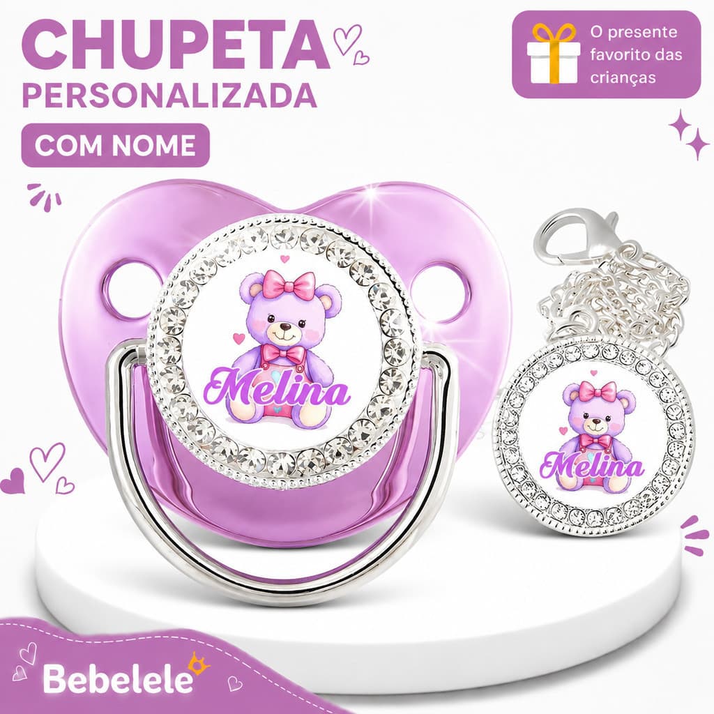 Chupeta ortodôntica para bebê, personalizada com o nome do bebê, chupeta de silicone BPA Free &VUUZ
