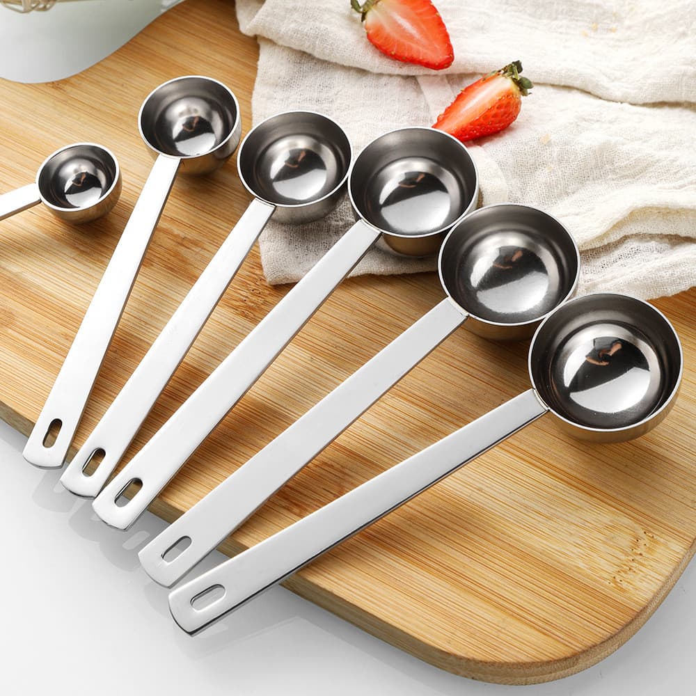 Colher medidora de grãos de café em aço inoxidável 304, colher para pó de frutas, colher medidora de café e leite em pó,