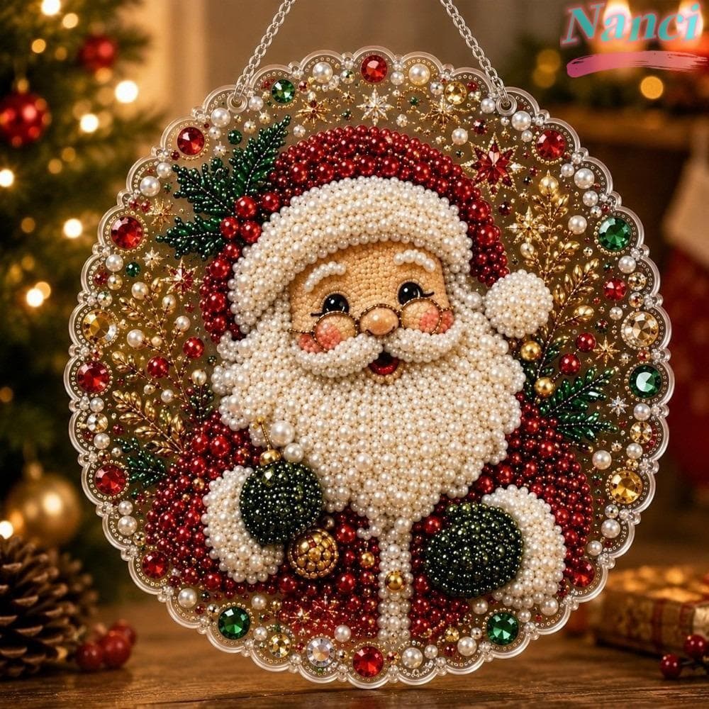 Conjunto De Pintura De Diamante De Natal NANCI , Kit Placa Redonda Acrílica Artesanal DIY , 5D
