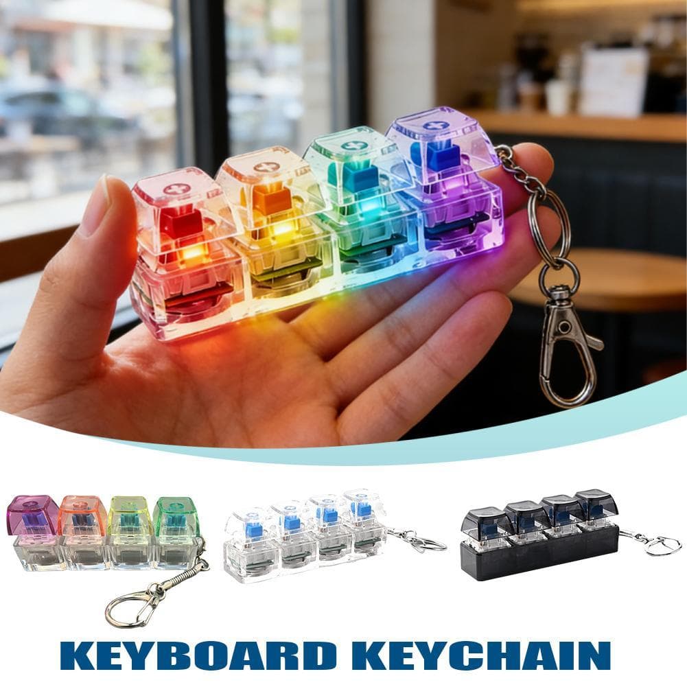 Chaveiro Com Teclado Leve RGB Fidget Toy 4 Teclas Mecânico Alívio Do Estresse Botão De Bolso Presentes