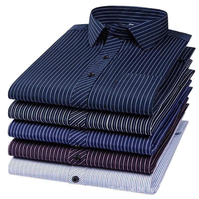 Camisa Masculina Casual de Manga Longa Listrada, Camisa Social Slim Fit para Escritório e Negócios