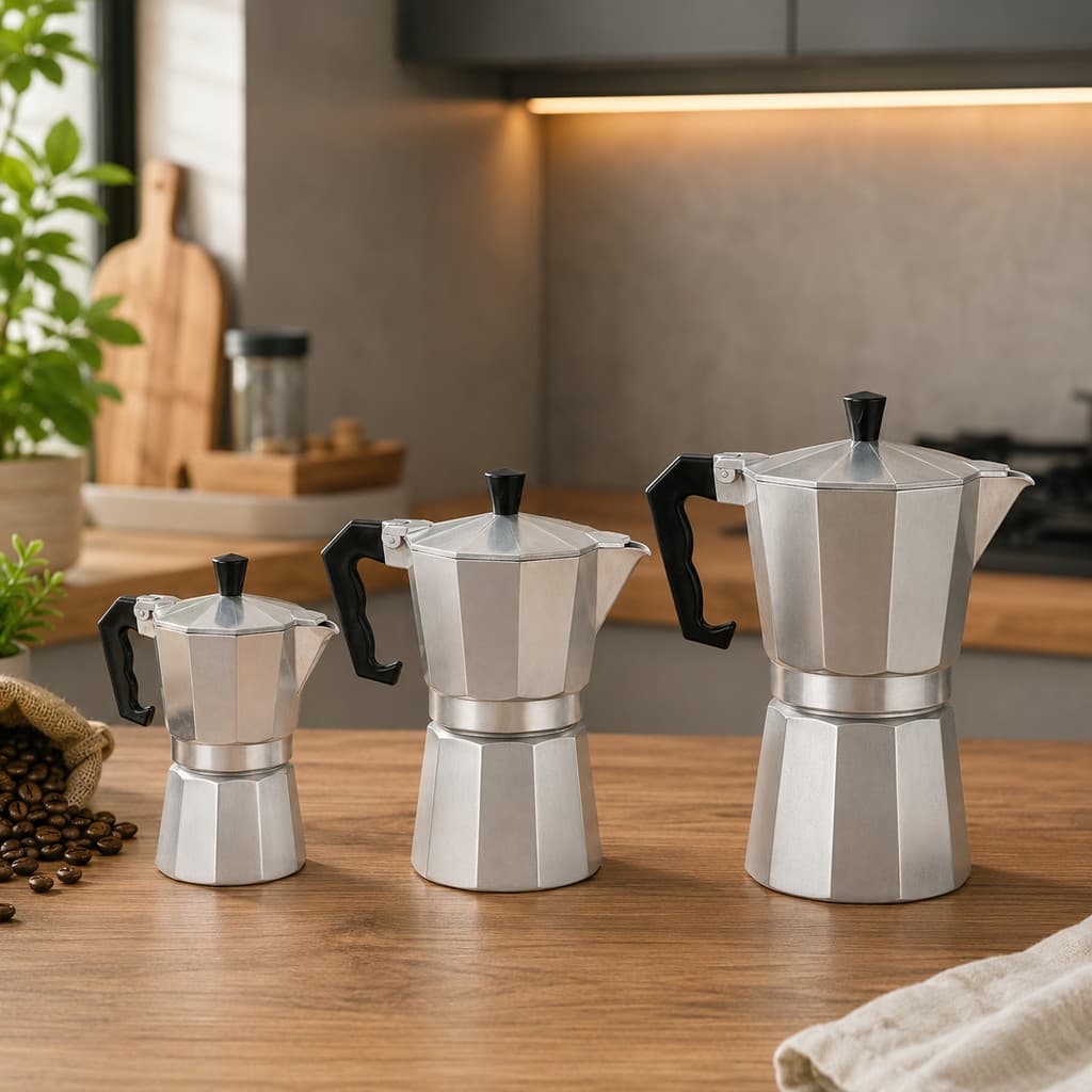 Cafeteira Italiana Moka Alumínio Café Expresso Manual Fogão Cozinha Cabo Resistente